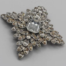Kenneth Jay Lane KJL Crystal Star Maltese Cross Rhinestone Brooch Large