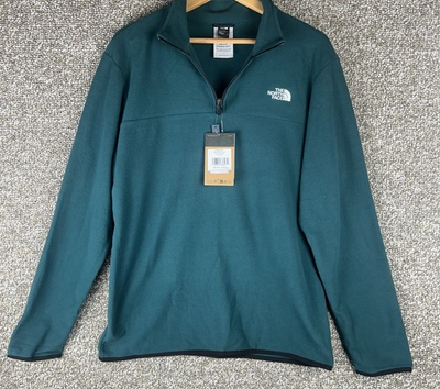#ad North Face Men#x27;s Sz Large Anchor 1 4 Zip Deep Nori Green Recycled New Pullover $29.99