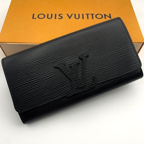 Certified Louis Vuitton Portefeuille Louise Long Wallet Epi Leather LV Black