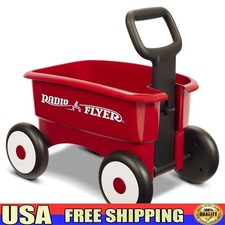 2 in 1 Play Wagon Push Walker Toddler Pull Wagon XL Storage 4 Wheel Base Durable