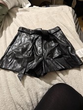 ASOS Black Wet Look Leather Paper bag Shorts Size 10 Bnwt