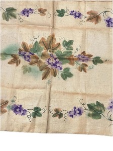 VTG Rug Hooking Hook Pattern Textile Project Grapes Vine ORIGINAL TAG SEE 71x36"