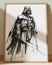 DARTH VADER STAR WARS INK DRAWING PRINT SKETCH 8" x 10" PRINT WALL ART