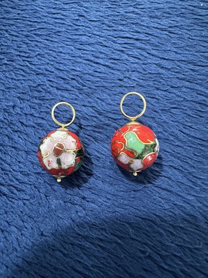 14 Karat Gelbgold Cloisonne Emaille Ohrring Verstärker, 1 Zoll lang, 4,6 g