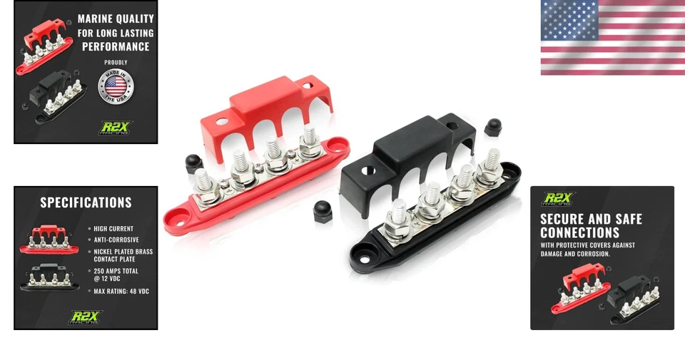 Marine & Automotive Power Distribution Block Bus Bar Pair - 250 Amp Rating - Image 2 of 4