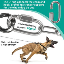 Heavy Duty Dog Chains for Outside, 30FT Stainless Steel Tie Out Cable with Sw...