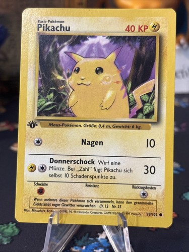 Pokémon - 1ª Edición - Pikachu (Mejillas Amarillas) 58/102 Conjunto Base - Edición Alemana Casi Nuevo - Imagen 14 de 14