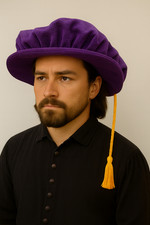 Hut Mittelalter Tudor Abschluss Arzt Renaissance Larp Edelkrempe Haube Quaste