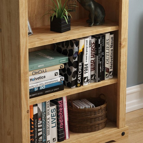 Corona Bookcase 2 Shelf Low Storage Mexican Solid Waxed Pine Display Living Room - Picture 5 of 7