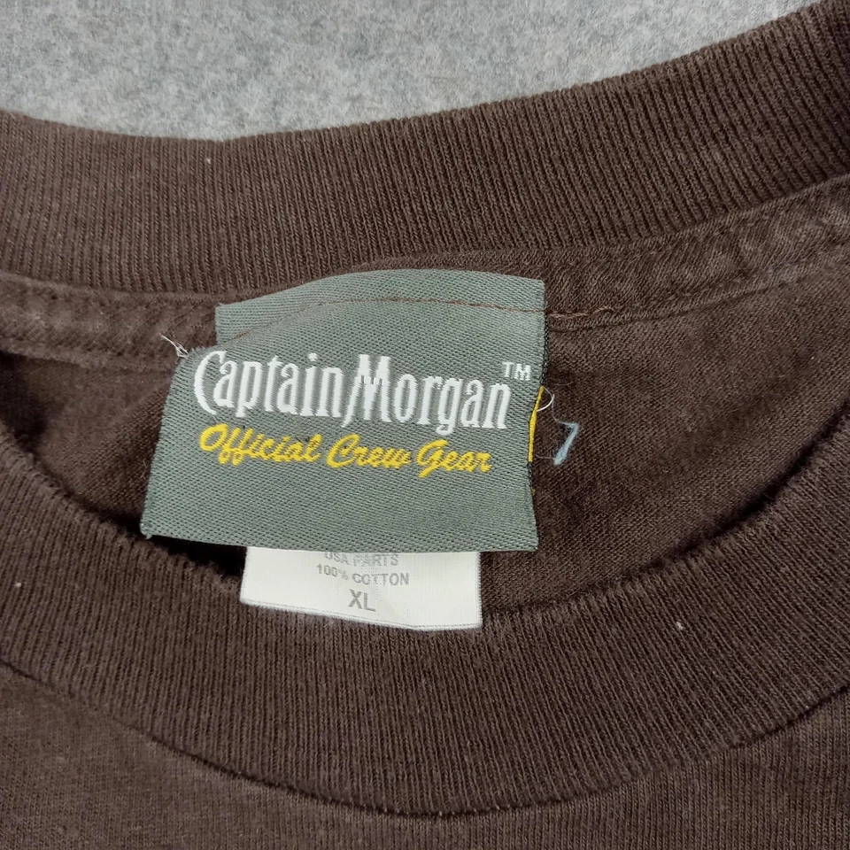 Camisa Capitán Morgan Para Hombres XL Marrón Espalda Pirata Gráfico Ron Publicidad Promo Camiseta Foto 3 de 4