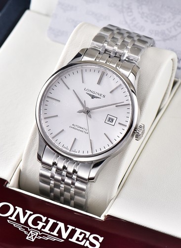 Longines Record Automatic Men's Watch 40mm Steel Date Dial Box New