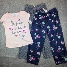 Carter's Girls 3-Piece Floral Loose Fit Pant Tee Top PJs Size 8 Flame rest