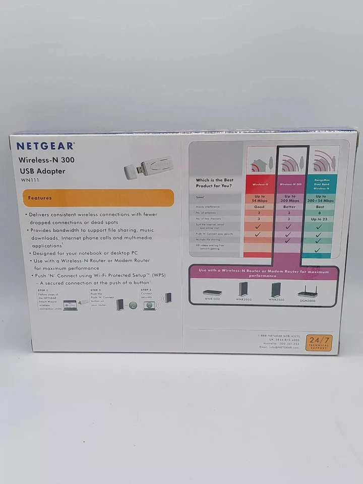 NEW - NetGear Wireless-N300 USB WiFi Adapter Model WN111 (300Mbps) B,G,N USB 2.0 - Image 3 of 4