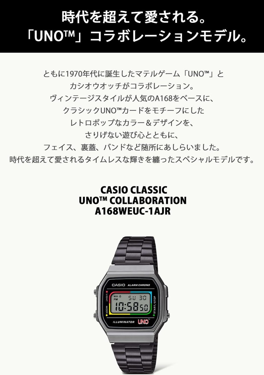CASIO A168WEUC-1AJR UNO Collaboration Model Wild Card Unisex Resin