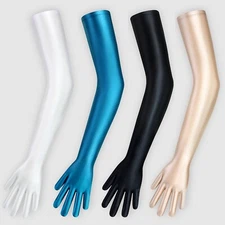 Glossy Spandex Arm Length Long Gloves Dance Cosplay UV Protect