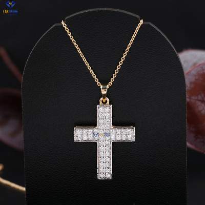 0.58 TDW Round Brilliant Cut Moissanite Diamond Pendant 10K Rose Gold Labstone