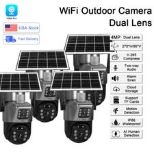 Solar Battery Powered WiFi Outdoor Pan/Tilt Home Security Camera System Wireless