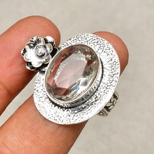 White Topaz Gemstone 925 Sterling Silver Ring Handmade Silver Jewelry Ring 10