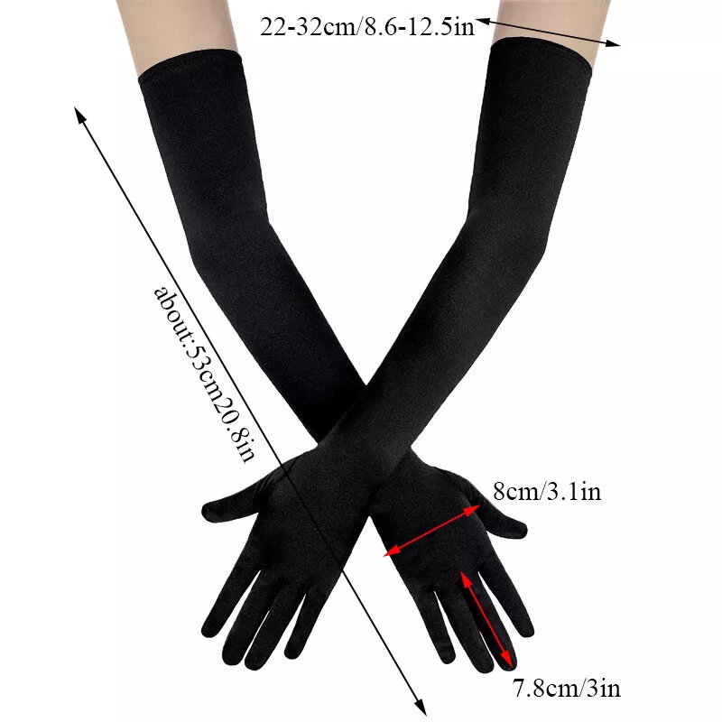 Guantes largos de satén para mujer ópera boda novia noche fiesta graduación disfraz guante/ Foto 3 de 4