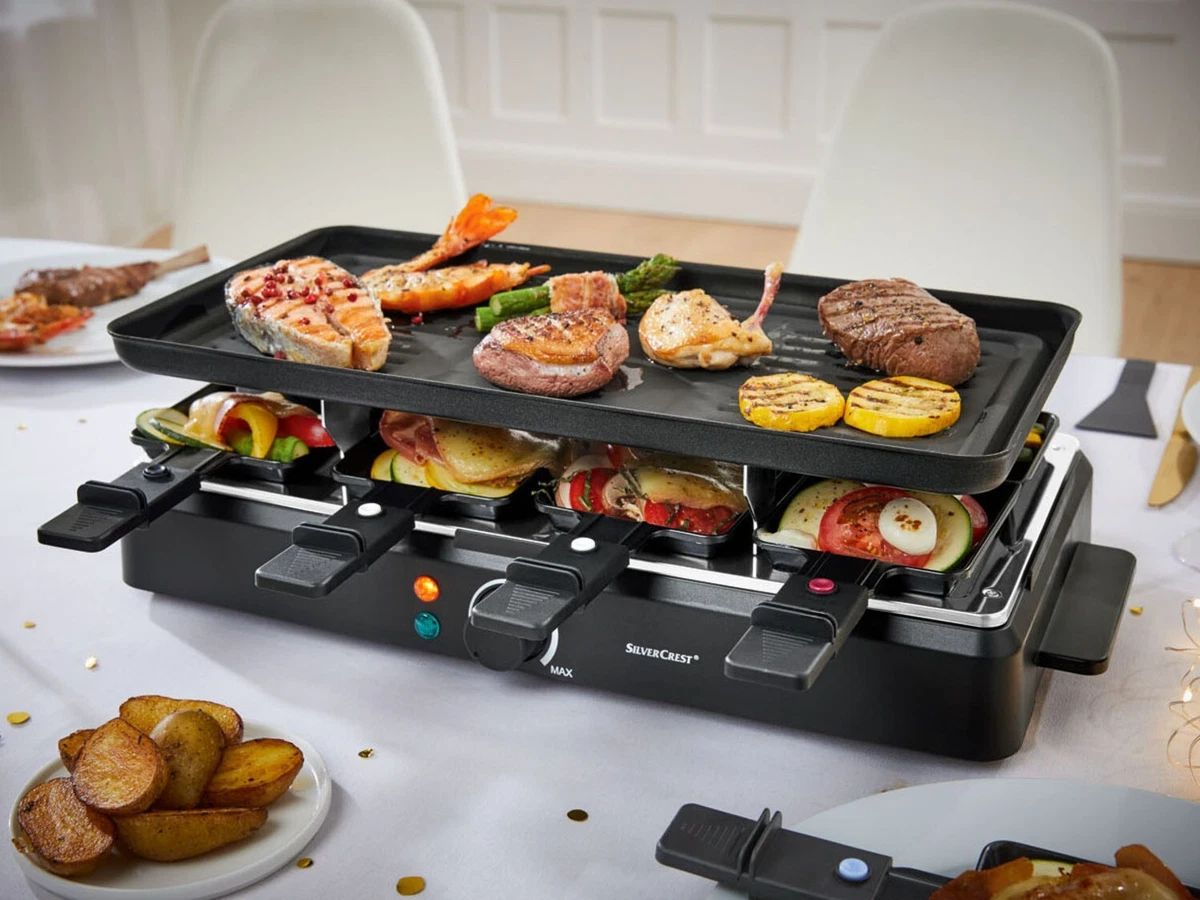 SILVERCREST Appareil à Raclette-Grill 1 300 W 8 Personnes Cuisine Fête  Repas