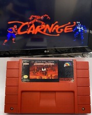 Spider-Man and Venom: Maximum Carnage SNES Authentic Red Cartridge Tested Works