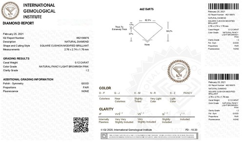 0.12Ct "IGI" CERTIFIED ! NATURAL FANCY LIGHT BROWNISH PINK DIAMOND FROM ARGYLE - Picture 3 of 7