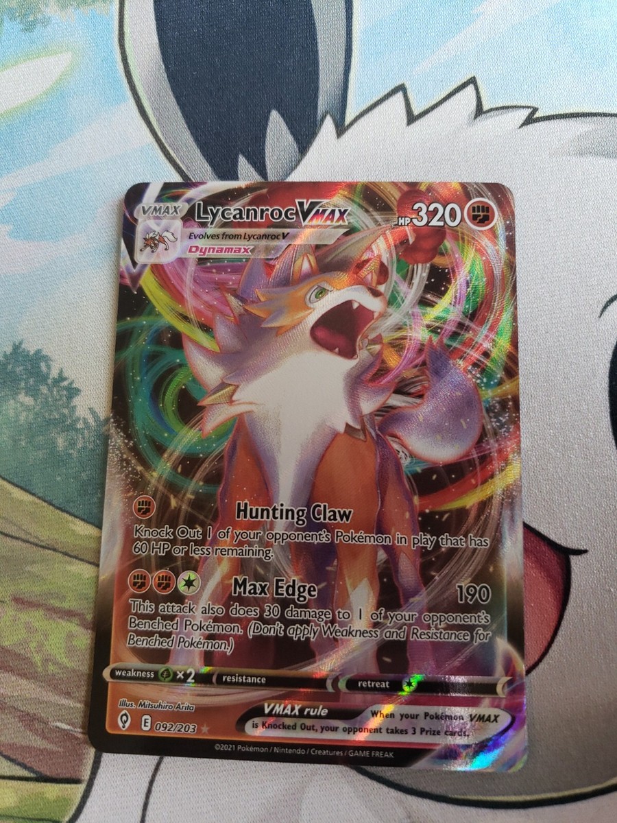 LYCANROC VMAX 92/203 POKEMON TCG EVOLVING SKIES 2021 ULTRA RARE HOLO FOIL
