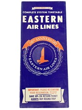 Vtg Feb 1954 EASTERN AIRLINES Complete System Schedule TIMETABLE 26th Anniversar