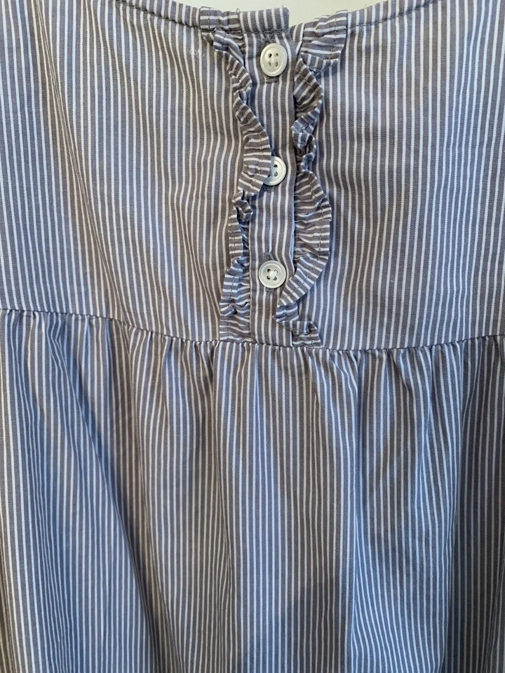 Túnica XS J.Crew para mujer con correa de espagueti gris blanco a rayas 100 % algodón fluida Foto 3 de 4
