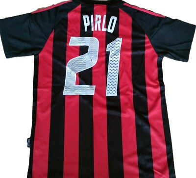 AC MILAN 2002-2003 HOME #21 PIRLO Oサイズ Andrea Pirlo AC Milan Autographed 2002-03 Home Jersey - Icons