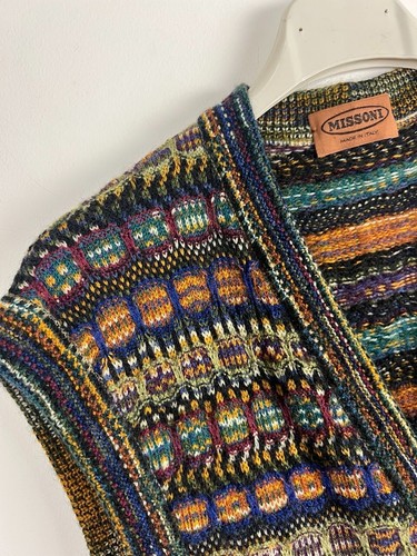 Missoni vest knit multicolor wool mohair button up size M - Picture 6 of 6