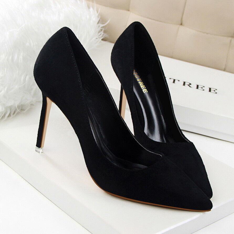 Simple Leatherette High Heel Pointed Toe Slip-On Shoes