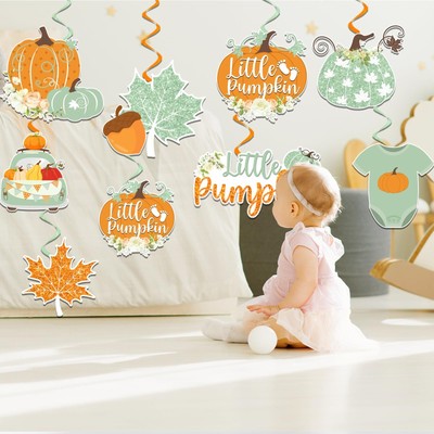 AmazingSpark Little Pumpkin Babyparty-Dekoration – 15 Stück Set Mit Banner, Laternen & Fächern
