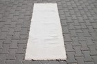 2x5 ft Vintage Handmade Turkish Hemp Runner, Solid White, Perfect for Stairs