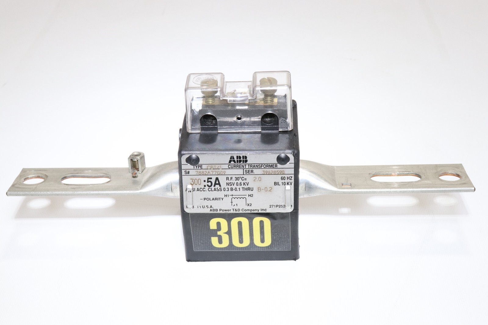 ABB CBT/1 300:5A CURRENT TRANSFORMER, 60HZ, BIL 10KV
