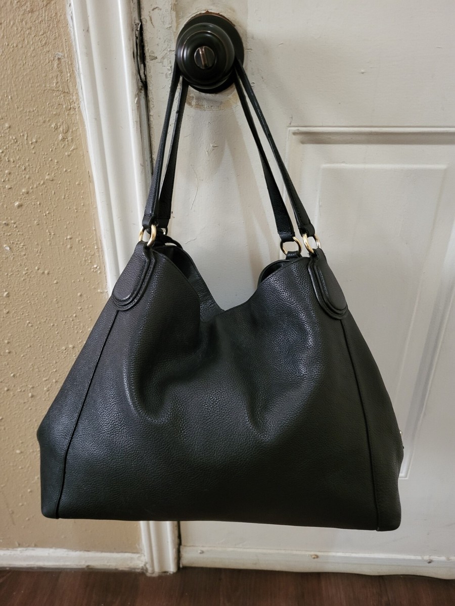 COACH ブラックレザー バッグ Coach Vintage Black Large Horse & Carraige Shd. Leather