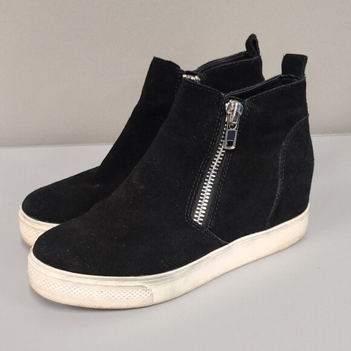 Steve Madden Negras Tenis de plataforma Wedgie Alta Top Tamaño 6.5 Cuero  Gamuza Cremallera | eBay
