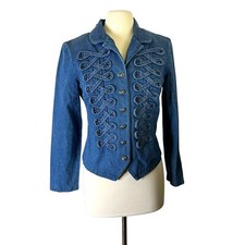 Vintage Frontier Collection USA Made Western Military Denim Jean Jacket Small