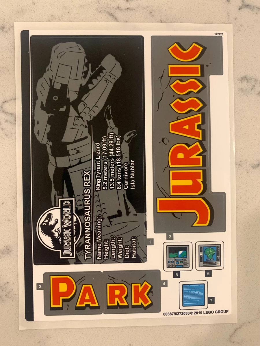 LEGO STICKER SHEET for 75936 Jurassic Park: T.rex Rampage, New