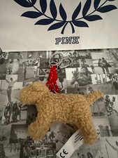 NWT Cute Victoria's Secret PINK Micro Dog Keychain Charm Coze Toffee Sherpa   