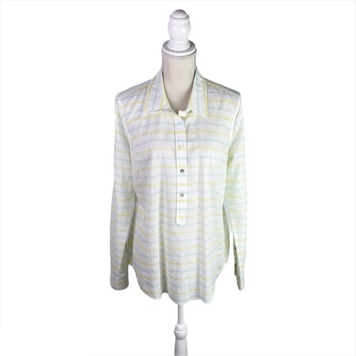 Vineyard Vines Damen Popover gestreiftes Shirt Roll-Riegelärmel Größe 12 - Bild 1 von 9