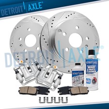 Rear Drilled Rotors Calipers Brake Pads for 2010-2017 Chevy Equinox GMC Terrain