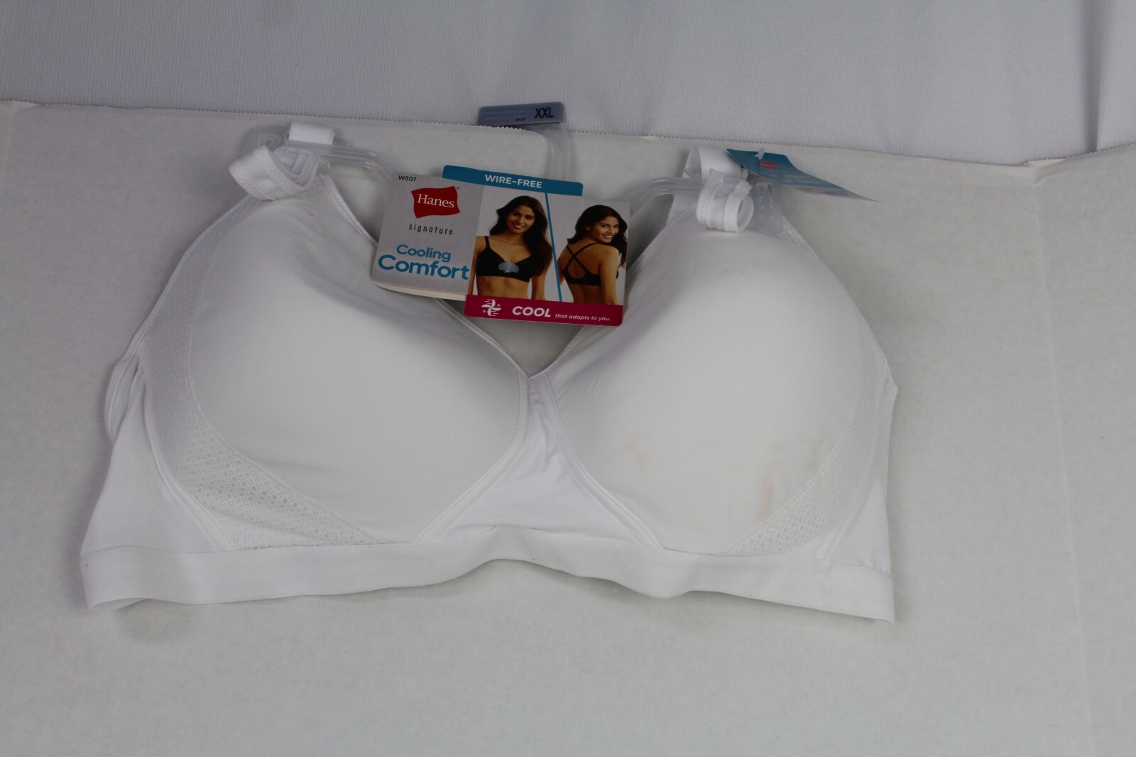Hanes Signature Cooling Comfort Convertible WireFee Bra White Mesh