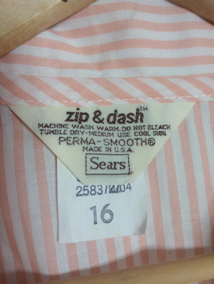 Vestido de casa Sears con cremallera y tablero a rayas con cinturón rosa y blanco talla 16 Foto 3 de 4