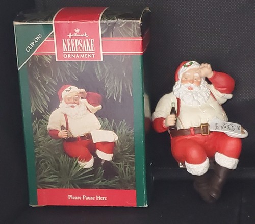 Hallmark Coca-Cola Coke Santa PLEASE PAUSE HERE Clip-On Christmas Ornament 1992 - Picture 11 of 12