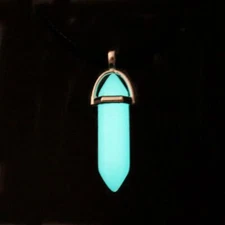 Glow In The Dark Luminous Crystal Pendant Necklace Jewelry Gift Blue Cyan Green