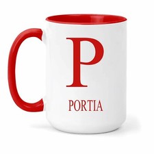 Portia Nom & Initiales Tasse - Cadeau En Nombreux Couleurs Pour Thé Ou Café