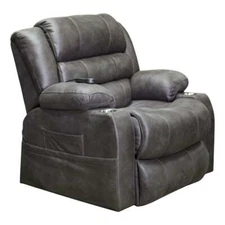 Catnapper Carleson Power Lift Recliner - Heat & Massage in Gray Polyester Fabric