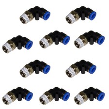 Qty10 1/4" OD Tube X 1/4" NPT Pneumatic Elbow, Push To Connect Air Fitting