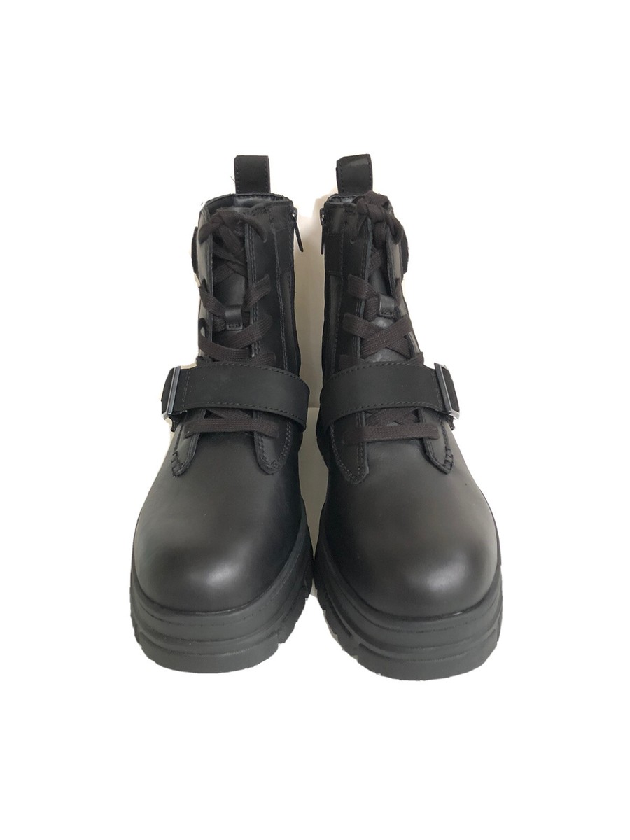 UGG ASHTON SHORT LACE UP BLACK WATERPROOF COMBAT BOOTS US 11 / EU